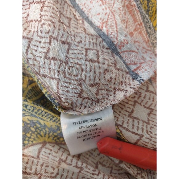 Fred David blouse plus size 3X sheer tie-neck geometric stripe long sleeve top - Picture 5 of 11